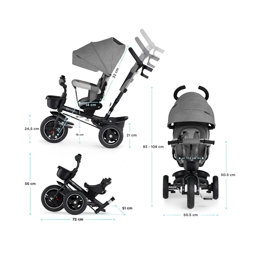 KINDERKRAFT - Детский трехколесный велосипед 5в1 SPINSTEP серый