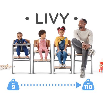 KINDERKRAFT SELECT - Дитячий стілець для годування 3-в-1 LIVY Premium дуб
