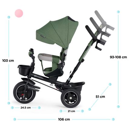 KINDERKRAFT SELECT - Дитячий триколісний велосипед SPINSTEP Premium зелений
