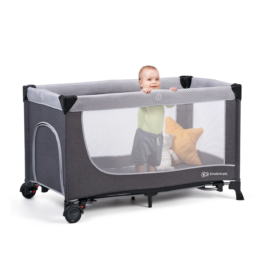 KINDERKRAFT SELECT - Дорожная кроватка LEODY серый