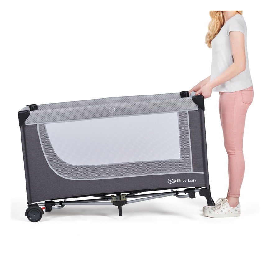 KINDERKRAFT SELECT - Дорожнє ліжечко LEODY сірий