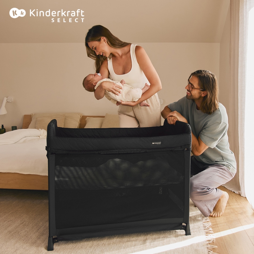 KINDERKRAFT SELECT - Передвижная кроватка-манеж MOON DREAM черный