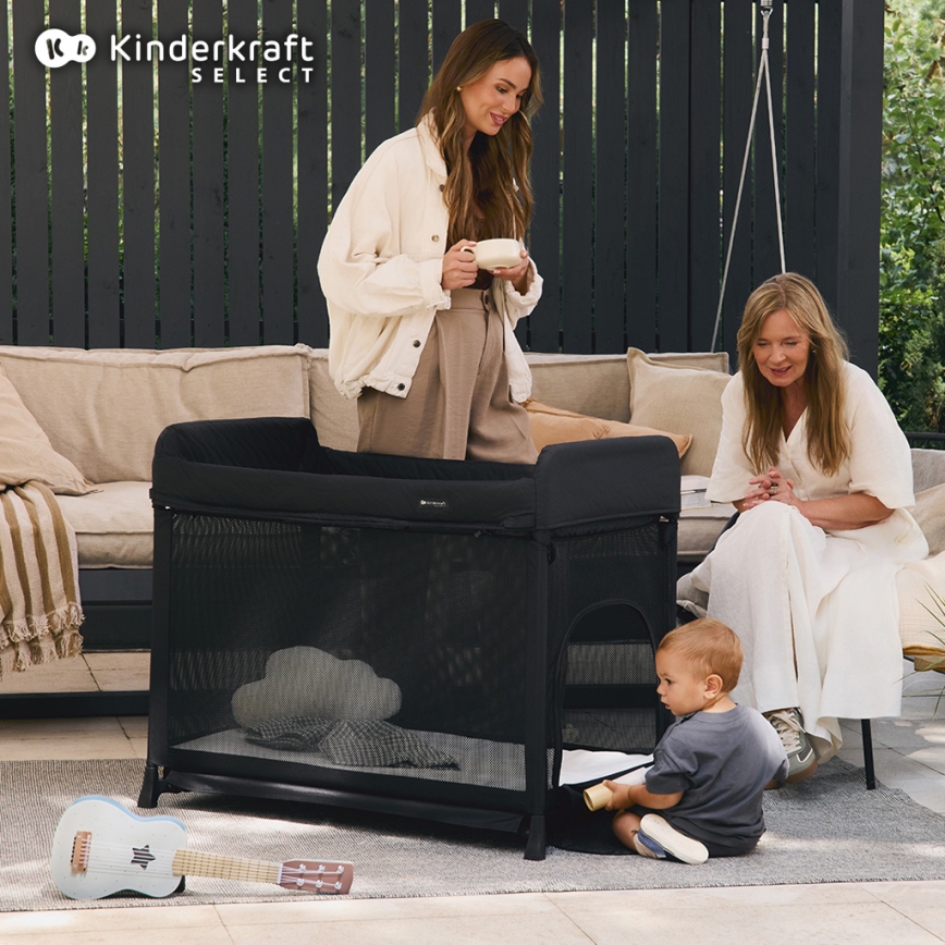 KINDERKRAFT SELECT - Передвижная кроватка-манеж MOON DREAM черный