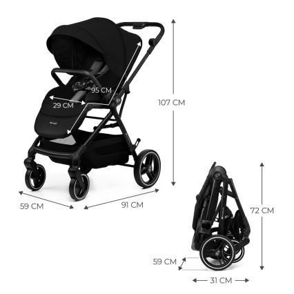 KINDERKRAFT SELECT - Спортивна дитяча коляска YOXI Pure black
