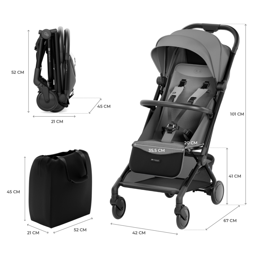KINDERKRAFT SELECT - Спортивний візок PILOT 2 сірий
