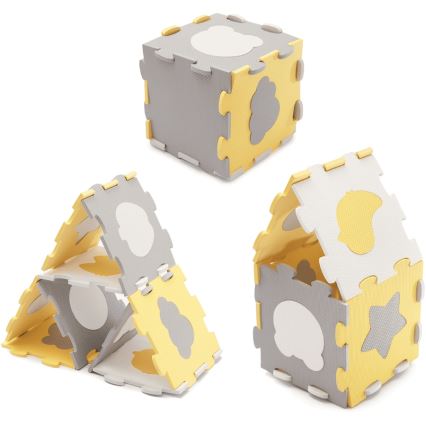 KINDERKRAFT - Килимок-пазл LUNO 30 шт. сірий/жовтий