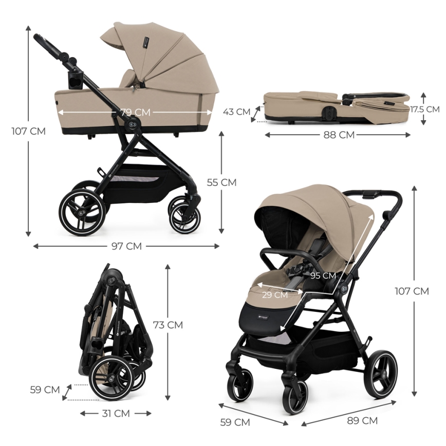 KINDERKRAFT SELECT - Комбінована коляска 2в1 YOXI Sand beige