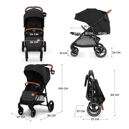 KINDERKRAFT - Спортивна дитяча коляска GRANDE PLUS чорний