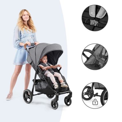 KINDERKRAFT - Спортивна дитяча коляска GRANDE PLUS сірий