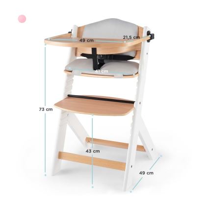 KINDERKRAFT - Стільчик для годування ENOCK з подушками сірий/білий