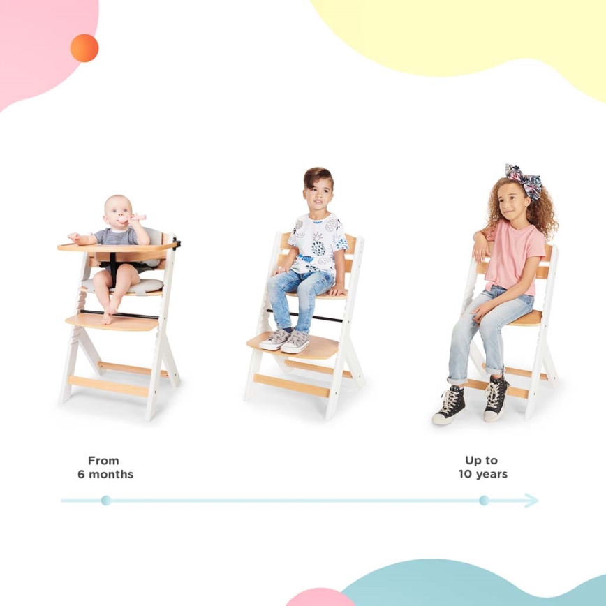 KINDERKRAFT - Стільчик для годування ENOCK з подушками сірий/білий