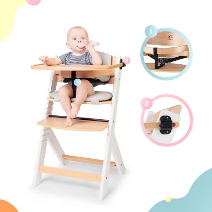 KINDERKRAFT - Стільчик для годування ENOCK з подушками сірий/білий