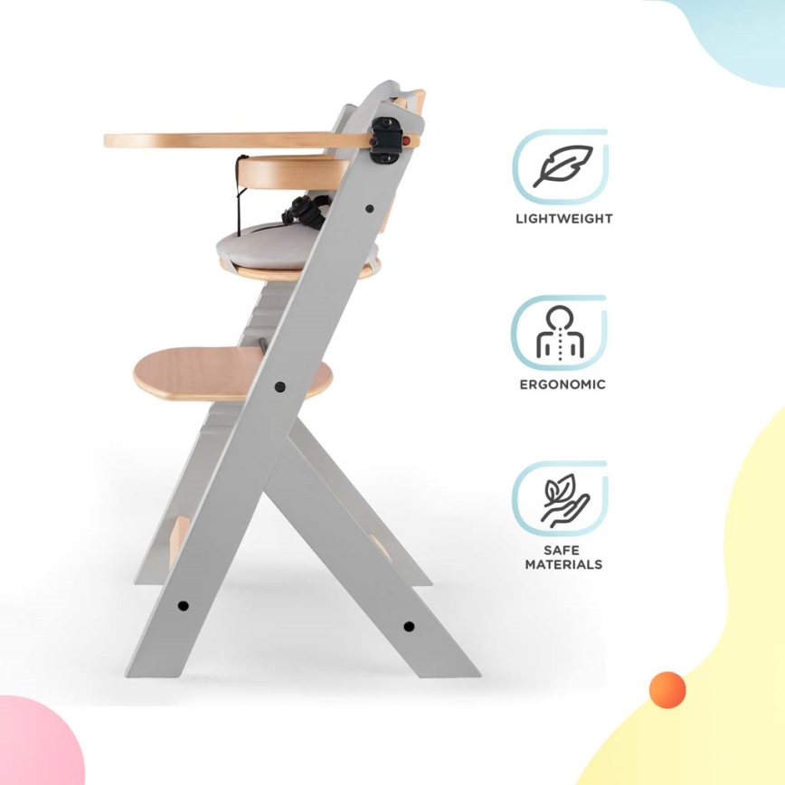 KINDERKRAFT - Стільчик для годування з оббивкою ENOCK сірий