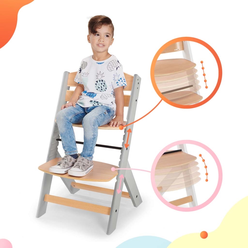 KINDERKRAFT - Стільчик для годування з оббивкою ENOCK сірий
