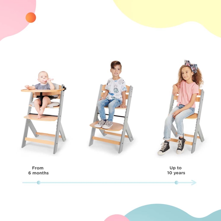 KINDERKRAFT - Стільчик для годування з оббивкою ENOCK сірий