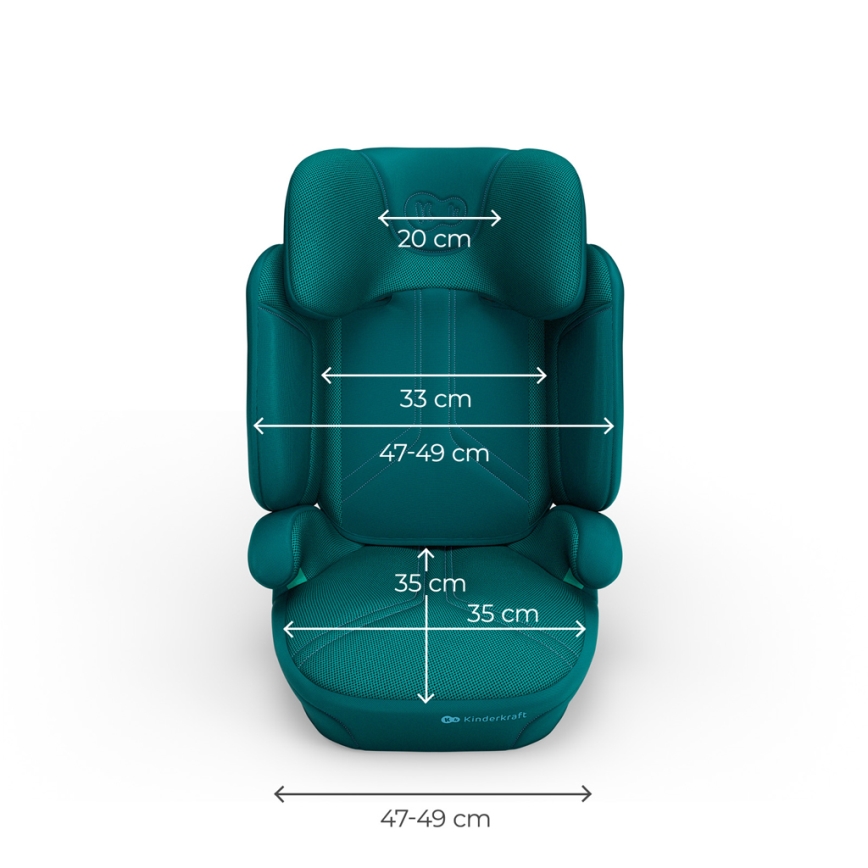 KINDERKRAFT - Складане дитяче автокрісло XPAND 2 PRO 100-150 cm бірюзове