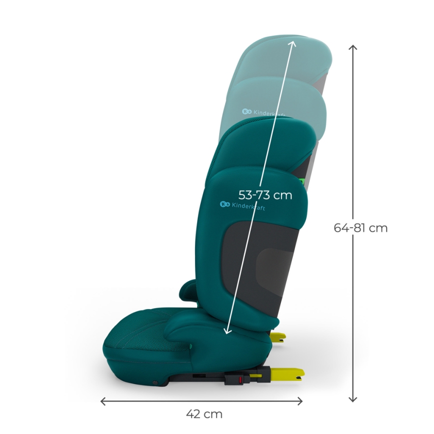 KINDERKRAFT - Складане дитяче автокрісло XPAND 2 PRO 100-150 cm бірюзове