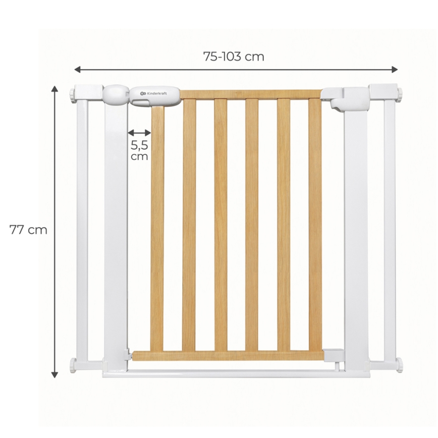 KINDERKRAFT - Захисний бар'єр LOCK&GO 75-103 см сосна