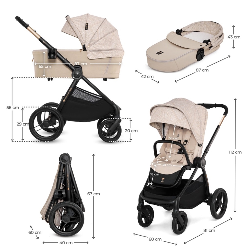 KINDERKRAFT - Комбинированная коляска 2 в 1 NEA 2 Dune Whisper Bizuu