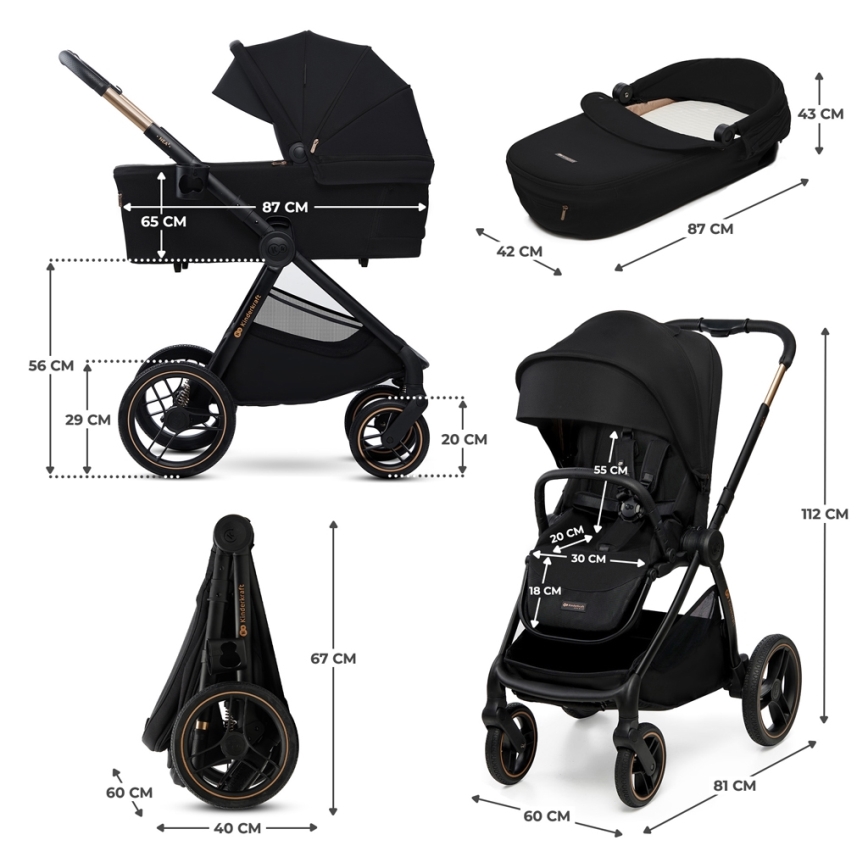 KINDERKRAFT - Комбінована коляска 2в1 NEA 2 Midnight black