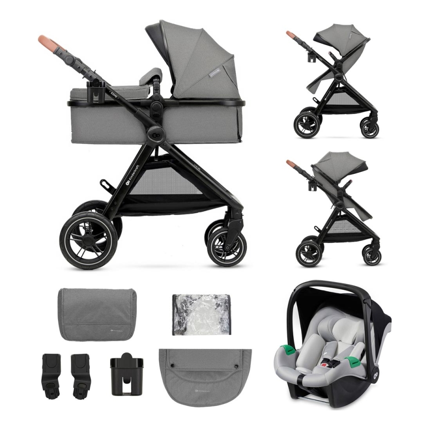 KINDERKRAFT - Комбінована коляска 3в1 ESME Moonlight grey + автокрісло MINK PRO
