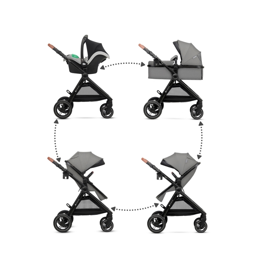 KINDERKRAFT - Комбінована коляска 3в1 ESME Moonlight grey + автокрісло MINK PRO