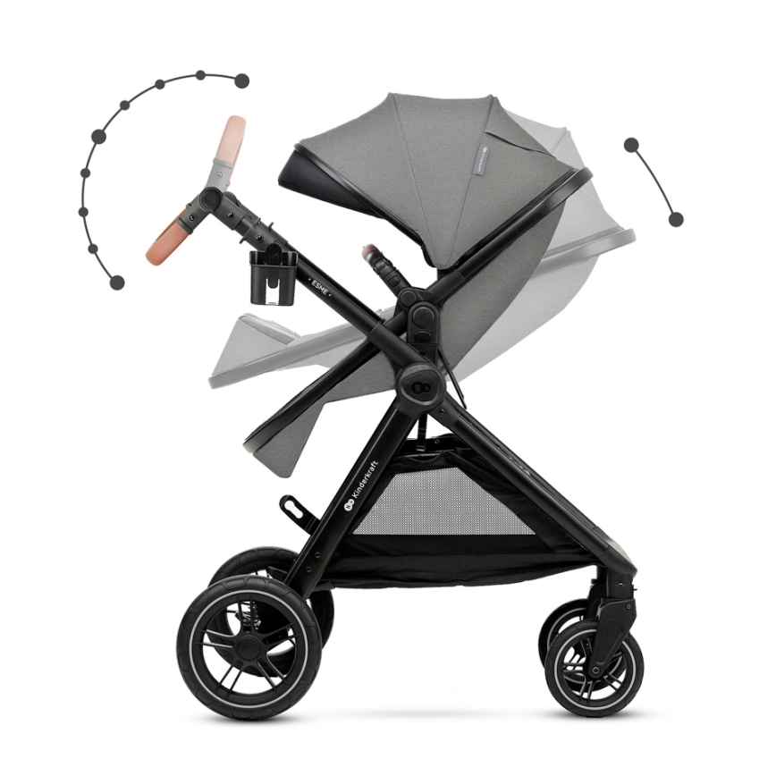 KINDERKRAFT - Комбінована коляска 3в1 ESME Moonlight grey + автокрісло MINK PRO