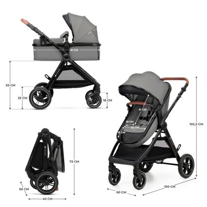 KINDERKRAFT - Комбінована коляска 3в1 ESME Moonlight grey + автокрісло MINK PRO
