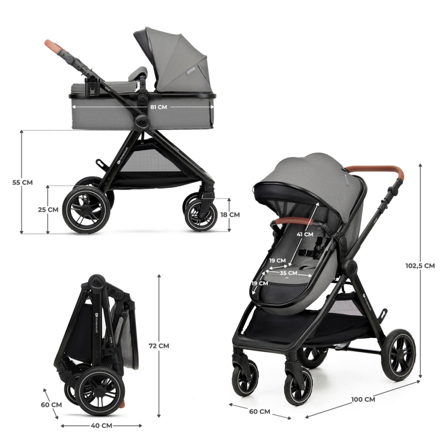 KINDERKRAFT - Комбінована коляска 3в1 ESME Moonlight grey + автокрісло MINK PRO