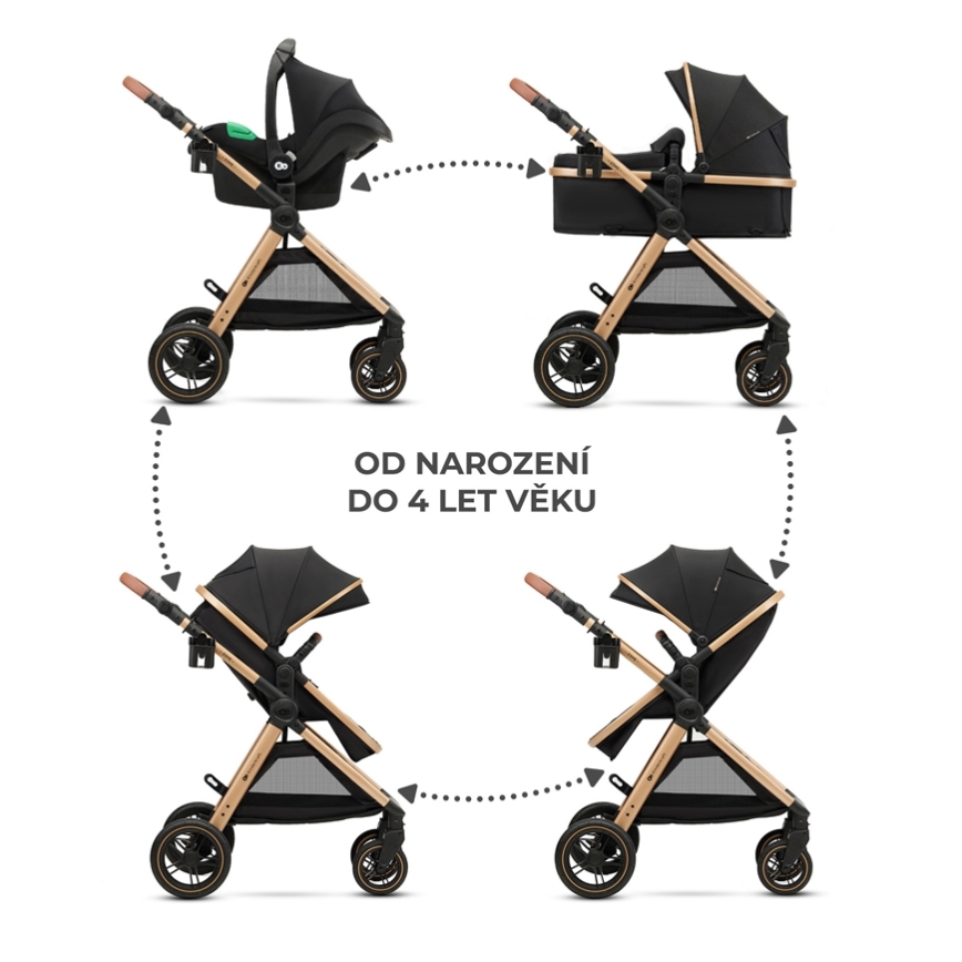 KINDERKRAFT - Комбінована коляска 3в1 ESME Pure black + автокрісло MINK PRO