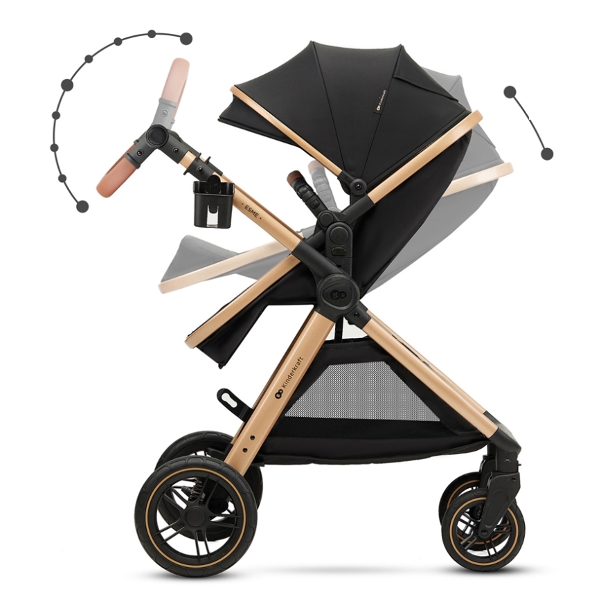 KINDERKRAFT - Комбінована коляска 3в1 ESME Pure black + автокрісло MINK PRO