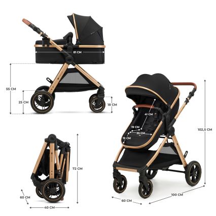 KINDERKRAFT - Комбінована коляска 3в1 ESME Pure black + автокрісло MINK PRO
