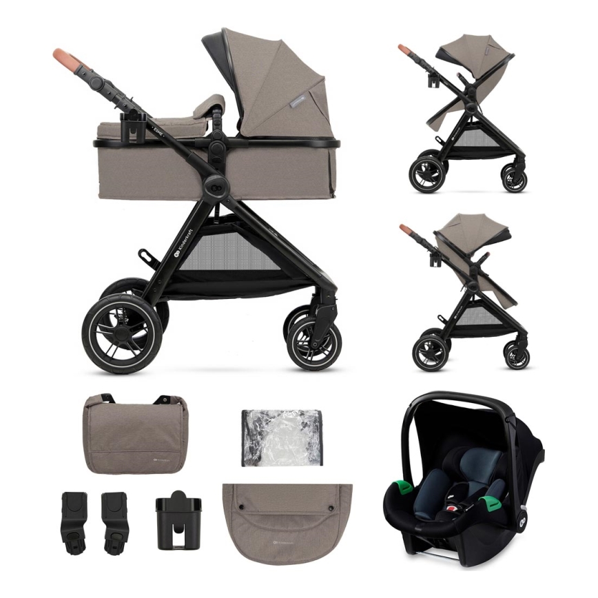 KINDERKRAFT - Комбінована коляска 3в1 ESME Sand beige + автокрісло MINK PRO