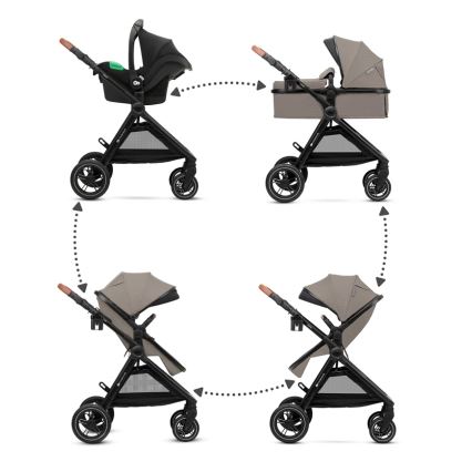 KINDERKRAFT - Комбінована коляска 3в1 ESME Sand beige + автокрісло MINK PRO