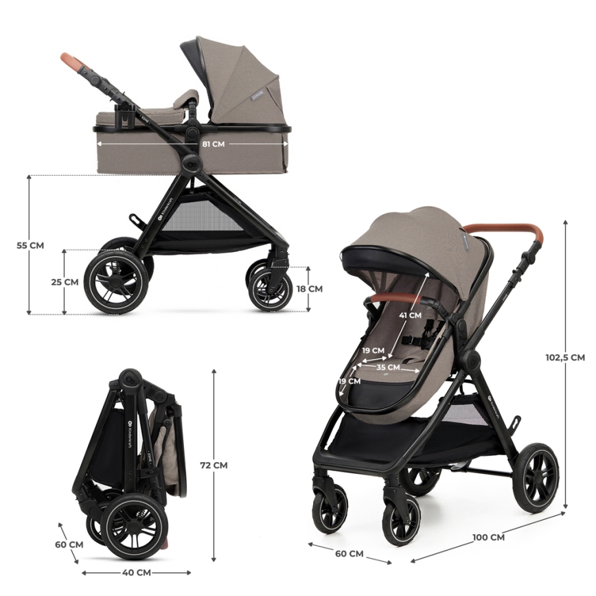 KINDERKRAFT - Комбінована коляска 3в1 ESME Sand beige + автокрісло MINK PRO