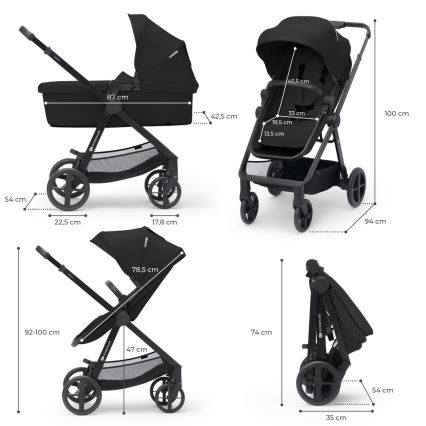 KINDERKRAFT - Комбінована коляска 3в1 NEWLY Classic black  + автокрісло MINK PRO