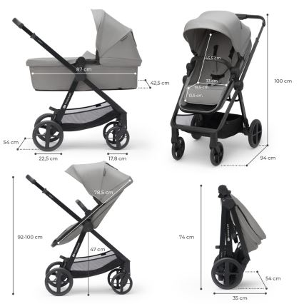 KINDERKRAFT - Комбінована коляска 3в1 NEWLY Moonlight grey  + автокрісло MINK PRO