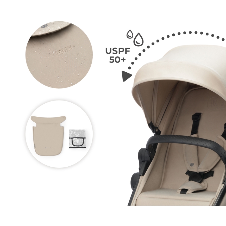 KINDERKRAFT - Комбінована коляска 3в1 NEWLY Sand beige + автокрісло MINK PRO