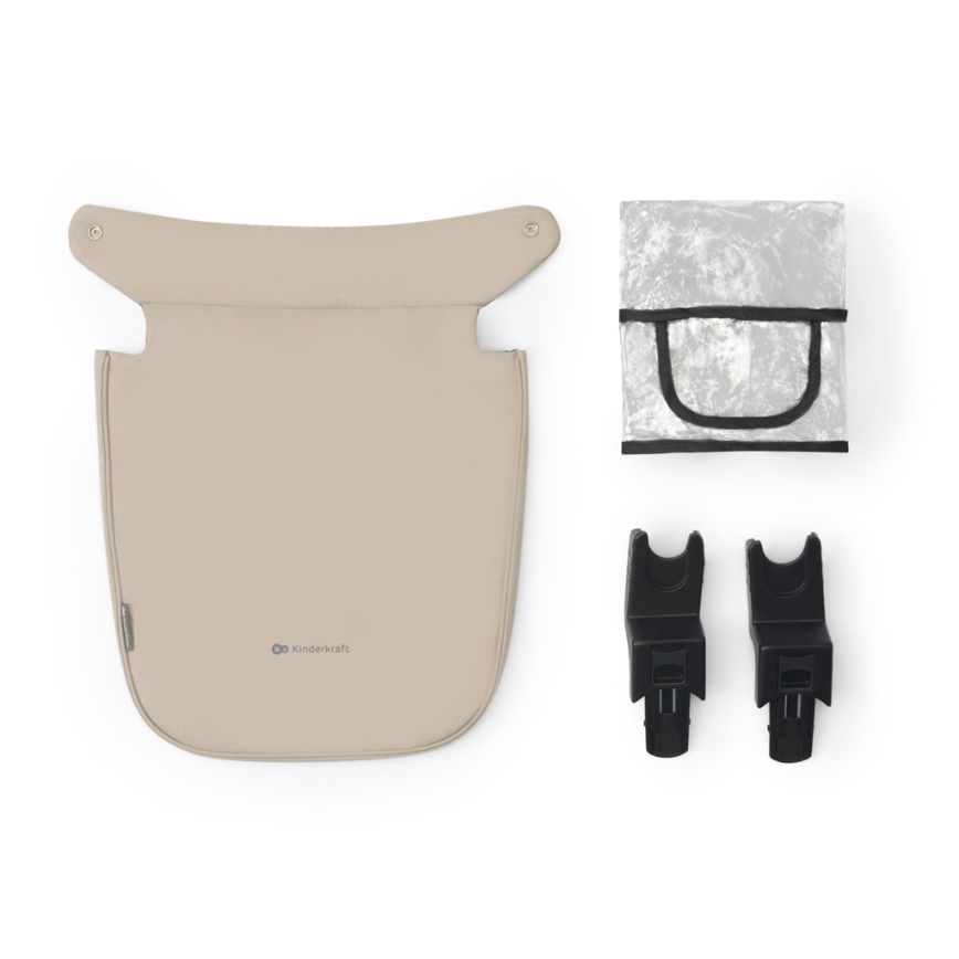 KINDERKRAFT - Комбінована коляска 3в1 NEWLY Sand beige + автокрісло MINK PRO