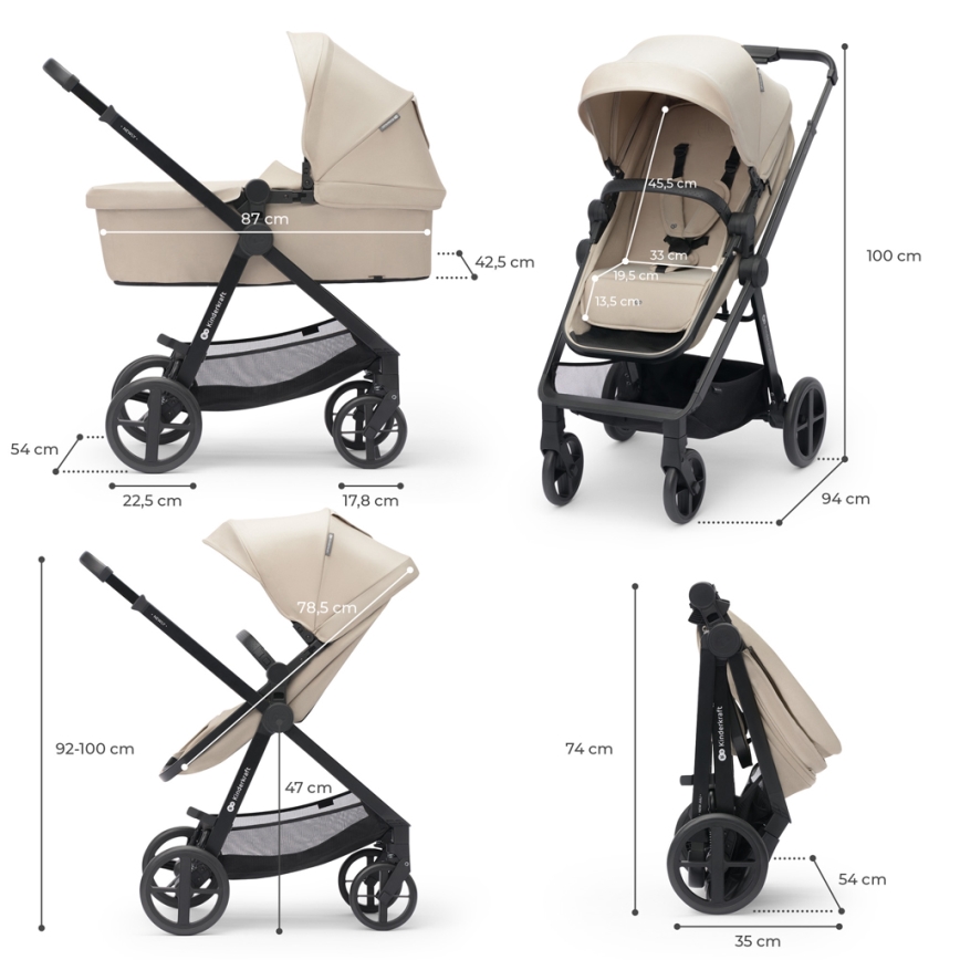 KINDERKRAFT - Комбінована коляска 3в1 NEWLY Sand beige + автокрісло MINK PRO