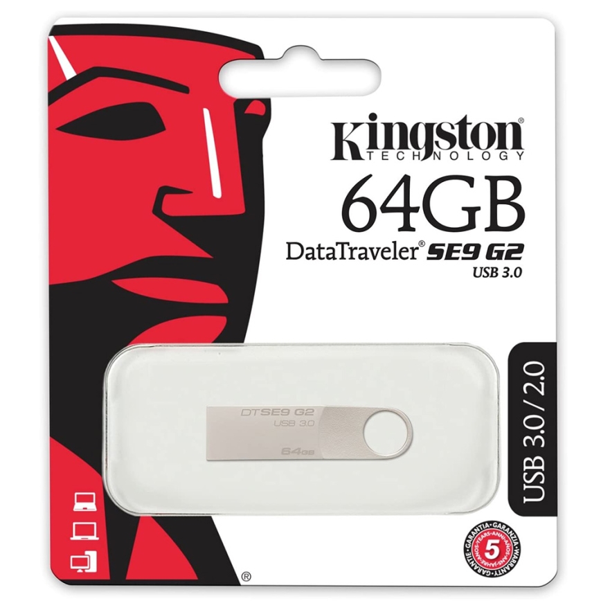 Kingston - Металлический флеш-накопитель DATATRAVELER SE9 G2 USB 3.0 32 ГБ