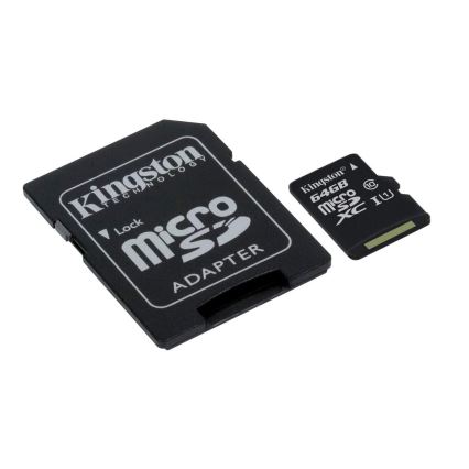 Kingston - Карта памяти MicroSDXC 64 ГБ Canvas Select Plus U1 100 Мб/сек + SD-адаптер