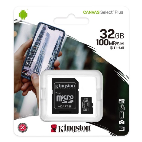 Kingston - Карта пам'яті MicroSDHC 32Гб Canvas Select Plus U1 100Мб/с + SD-адаптер