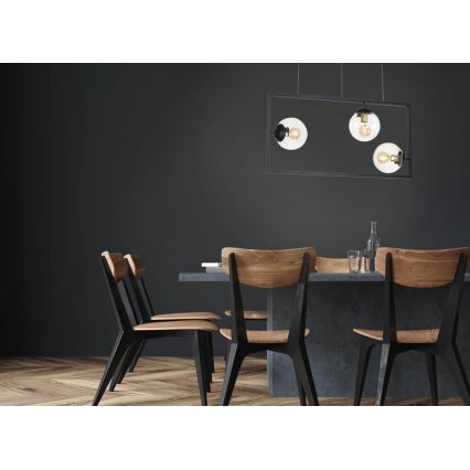 Підвісна люстра REY 3xE27/7W/230V чорний