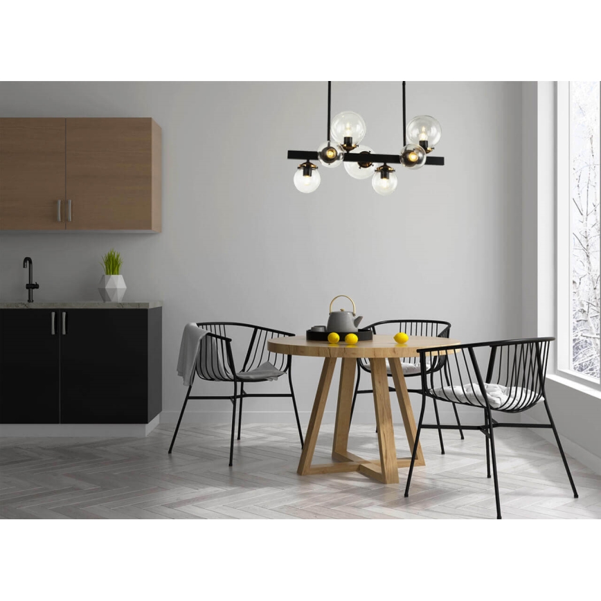 Люстра на штанге HYPERION 7xE27/7W/230V черная/прозрачная