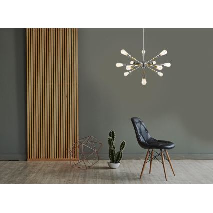 Люстра на штанзі COMET 12xE27/11W/230V глянцевий хром/золотий