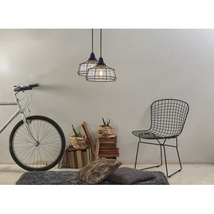 Підвісна люстра FACTORY 1xE27/11W/230V бежевий/чорний