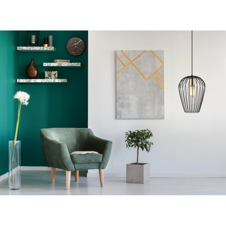 Підвісна люстра BLANCHE 1xE27/11W/230V чорний