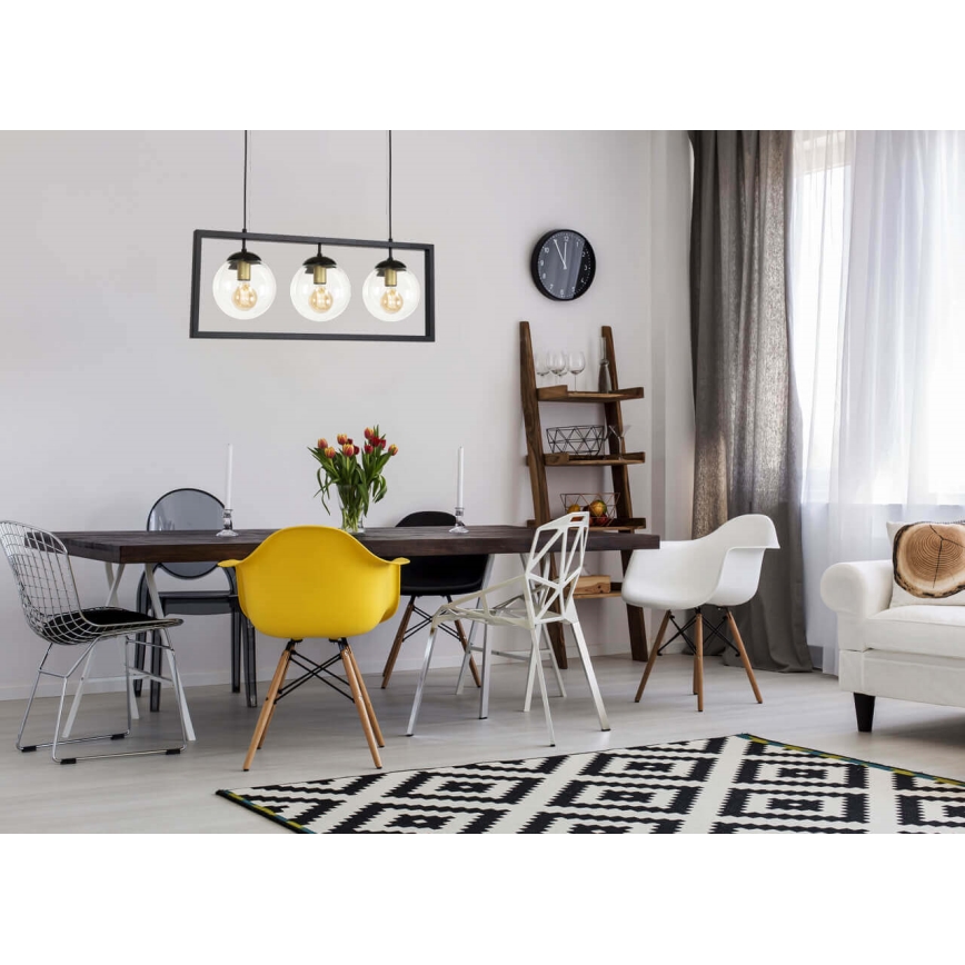 Підвісна люстра REY 3xE27/7W/230V чорний