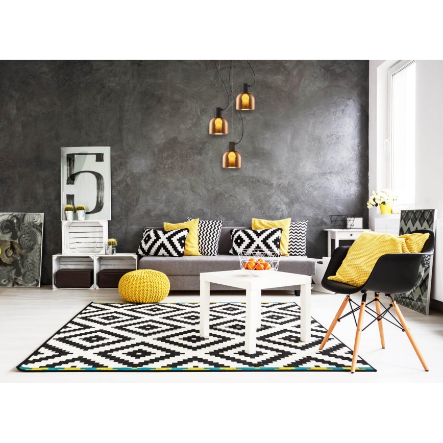 Підвісна люстра FIRE 3xE27/9W/230V коричневий/чорний